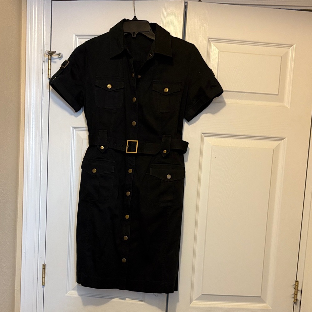 Calvin Klein Black Mini Dress with Gold Accents - Picture 3 of 4